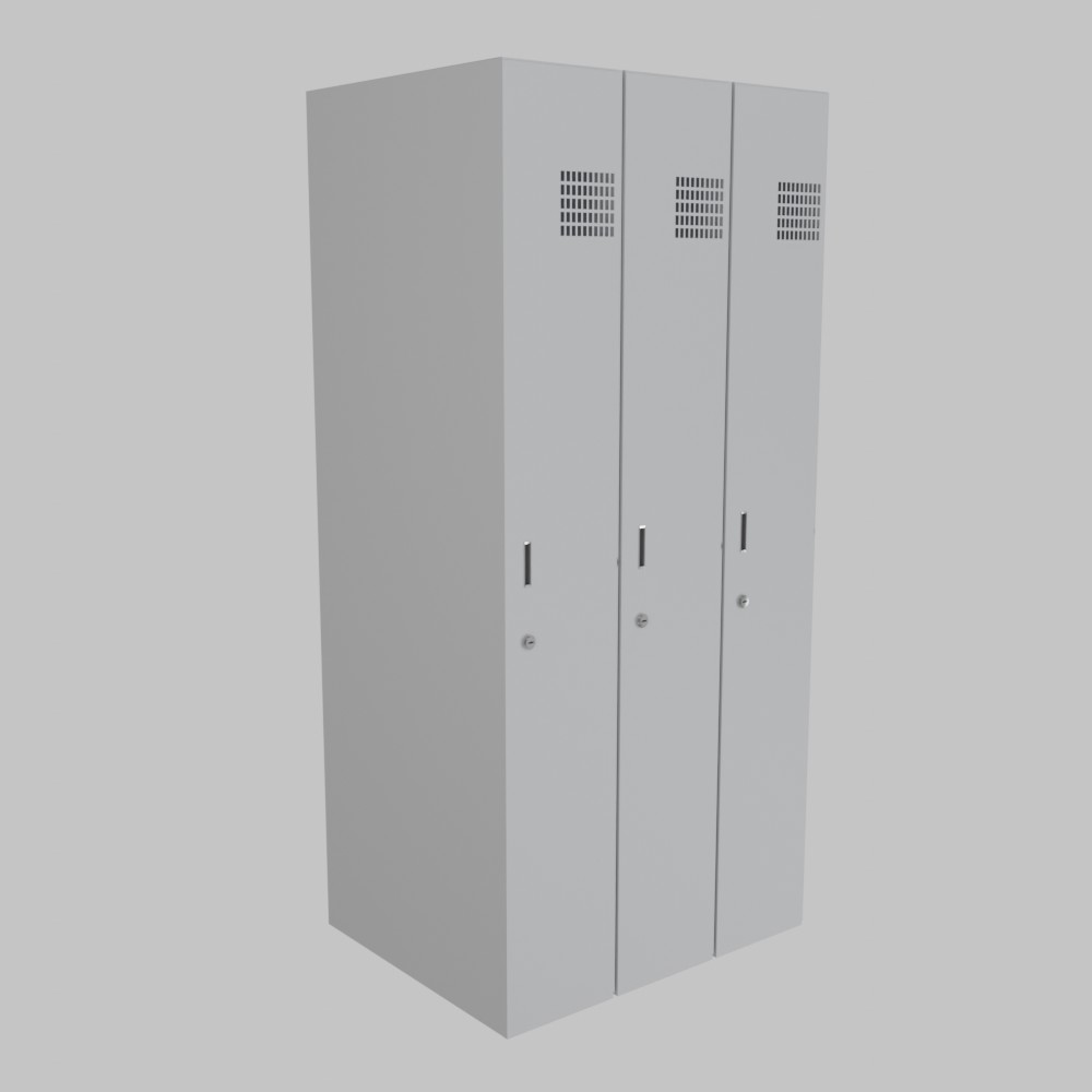 Single-tier metal locker 1×3 without shelves