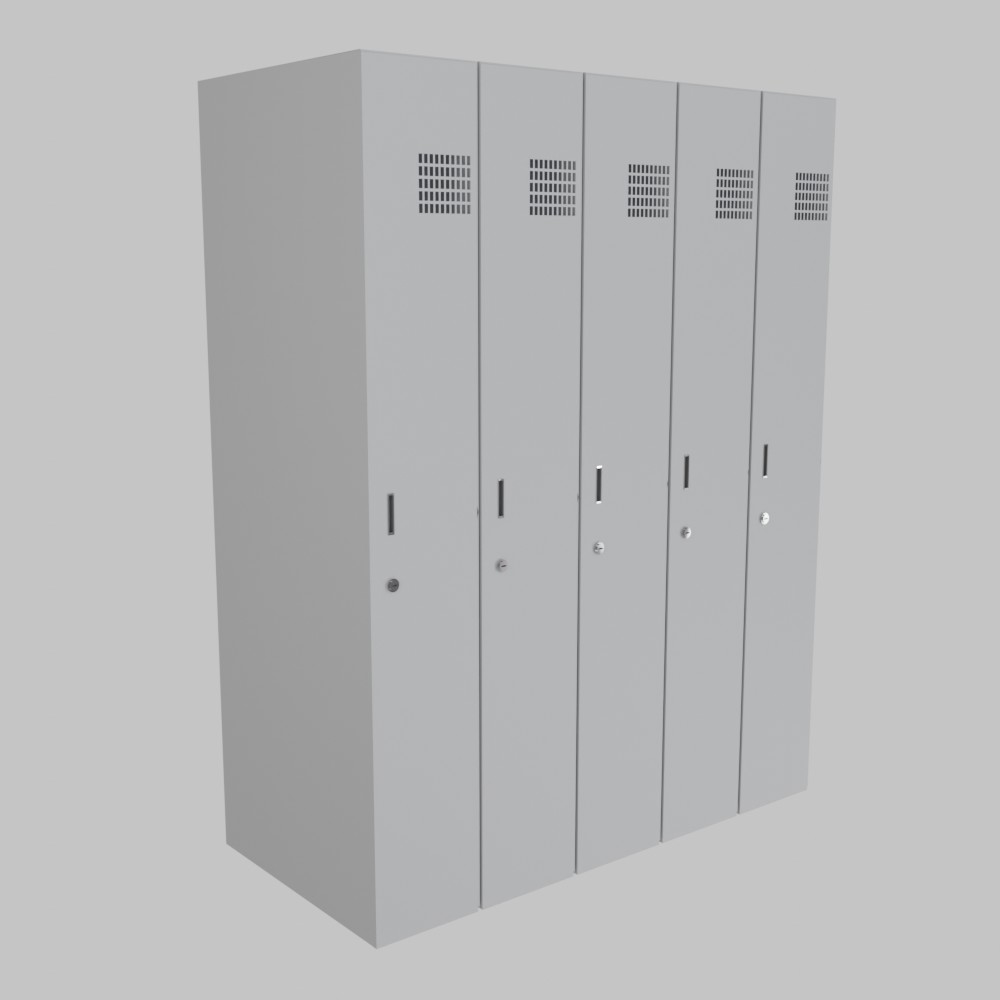 Single-tier metal locker 1×5 without shelves — for locker rooms and storage areas