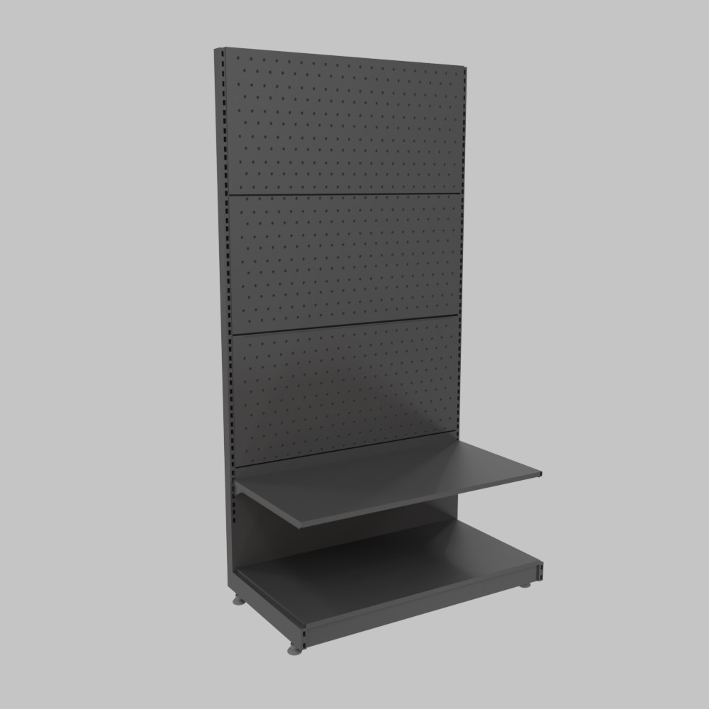 Perforated shelving unit with 1 shelf