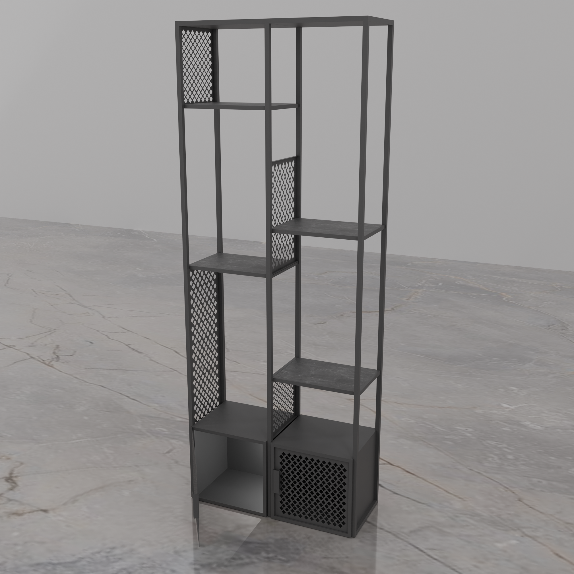 Metal Designer Perforated Shelving Unit with Shelves