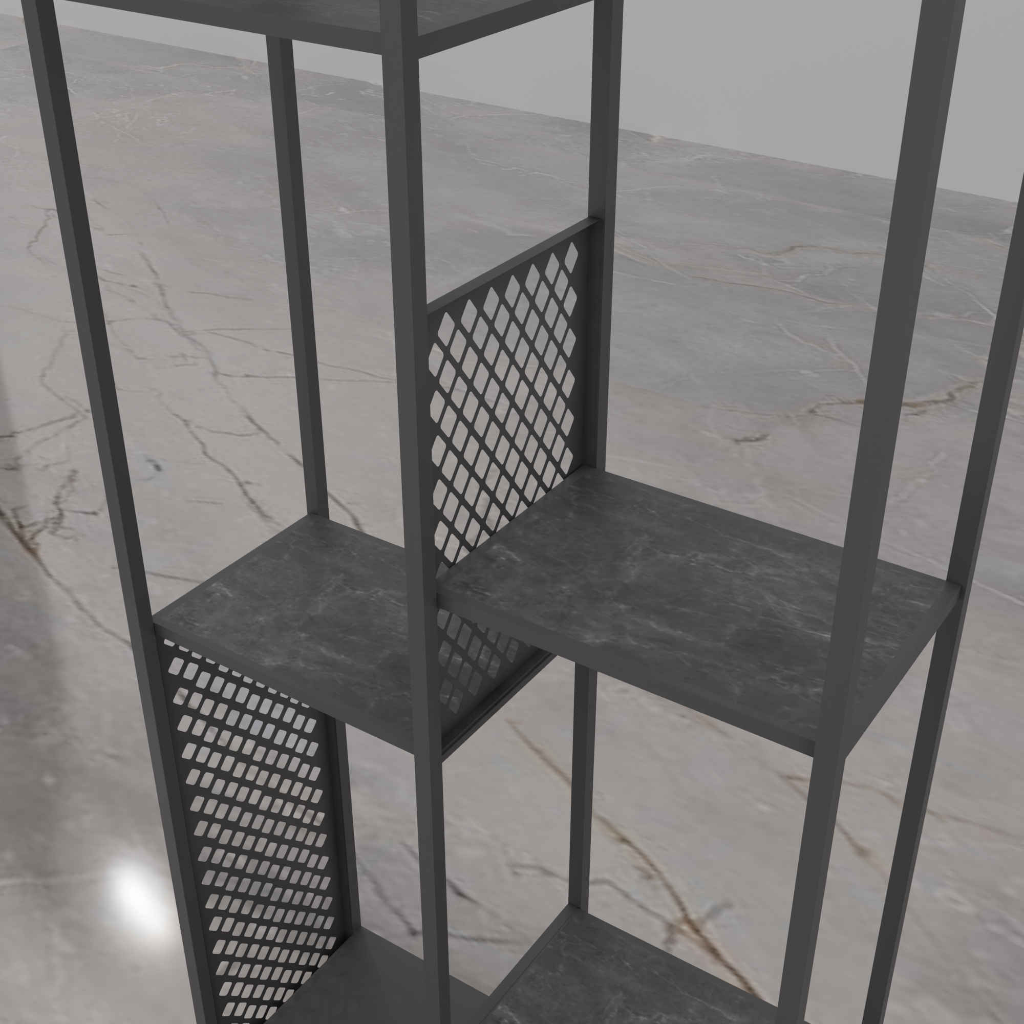 Metal Designer Perforated Shelving Unit with Shelves - Image 3