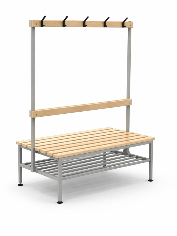 Locker room bench with coat hooks and shoe shelf by AV4