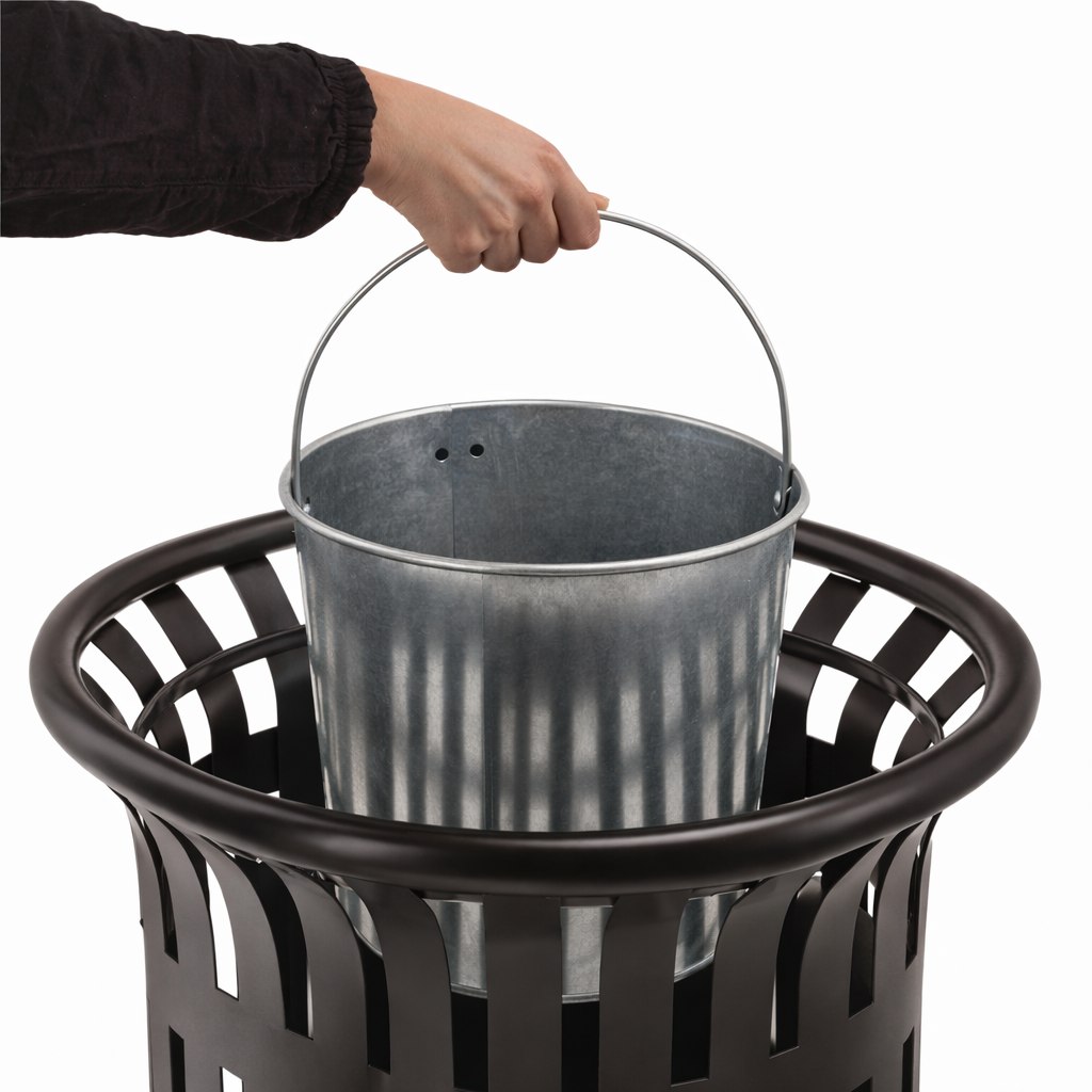 Outdoor Metal Waste Bin with Inner Liner - Image 3