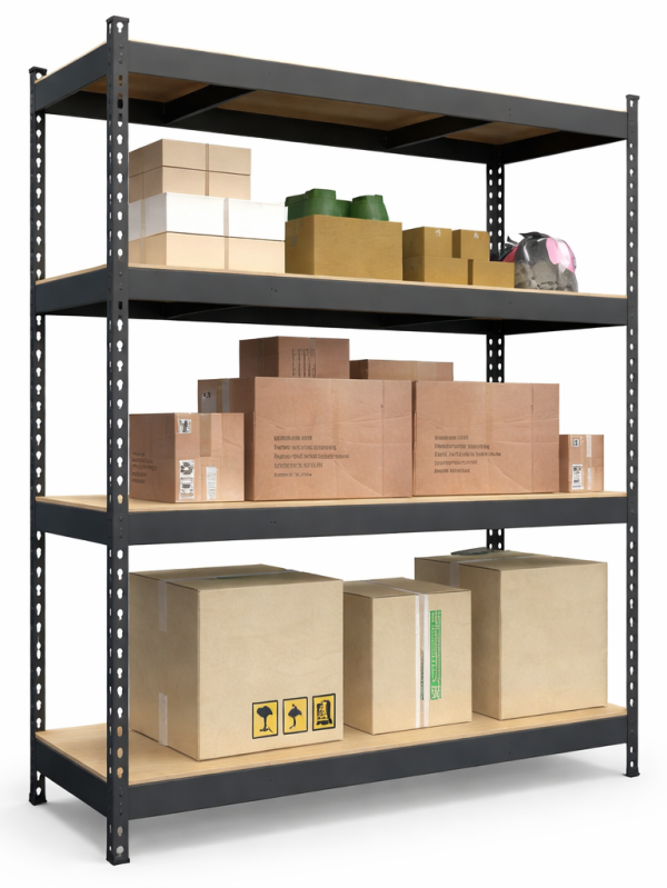 Heavy-duty metal storage rack Titan with reinforced steel shelves for warehouse and industrial storage
