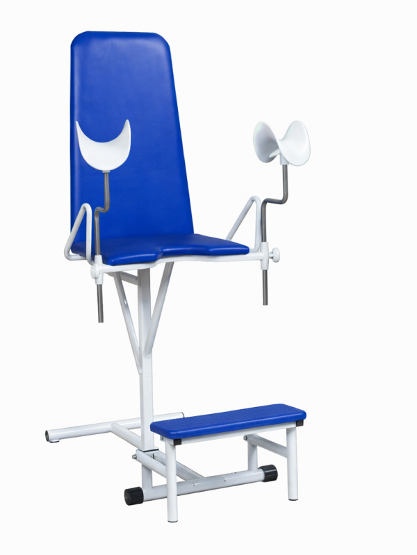 KG-1ME gynecological examination chair with adjustable backrest, knee supports and folding footrest on white background