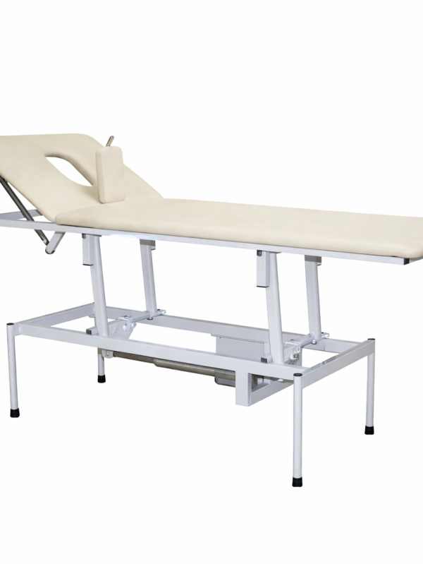 Electric massage couch KM-E with adjustable height and metal frame for medical and therapeutic procedures