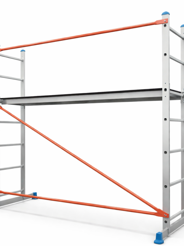 Aluminum scaffolding with anti-slip working platform and reinforced diagonal braces for household renovation work