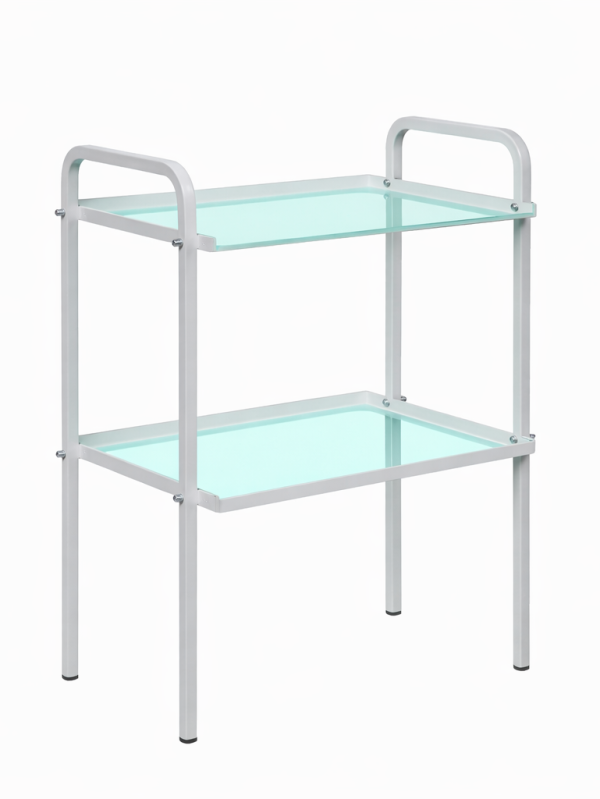 SS dental instrument table two-tier medical trolley with shelves