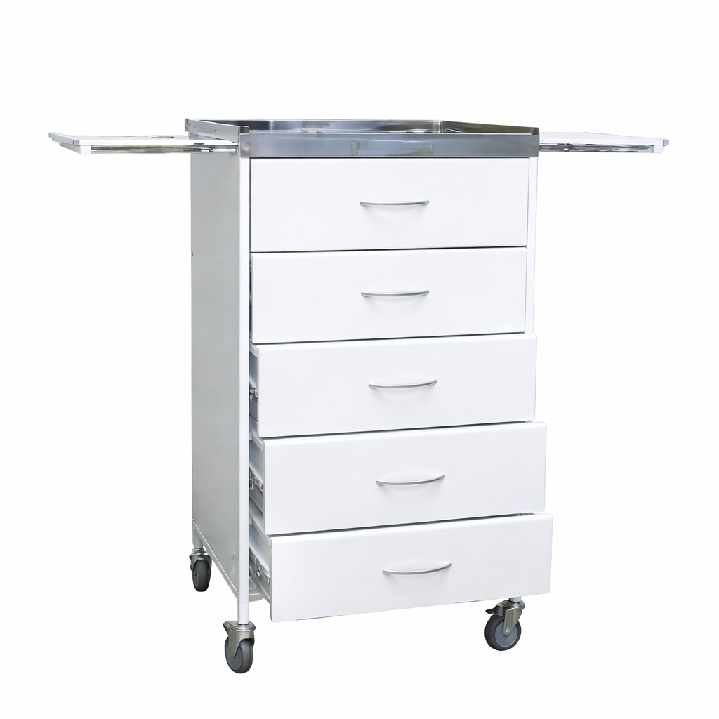 Medical manipulation cabinet SM-4 Max with five drawers and side shelves hospital trolley on wheels