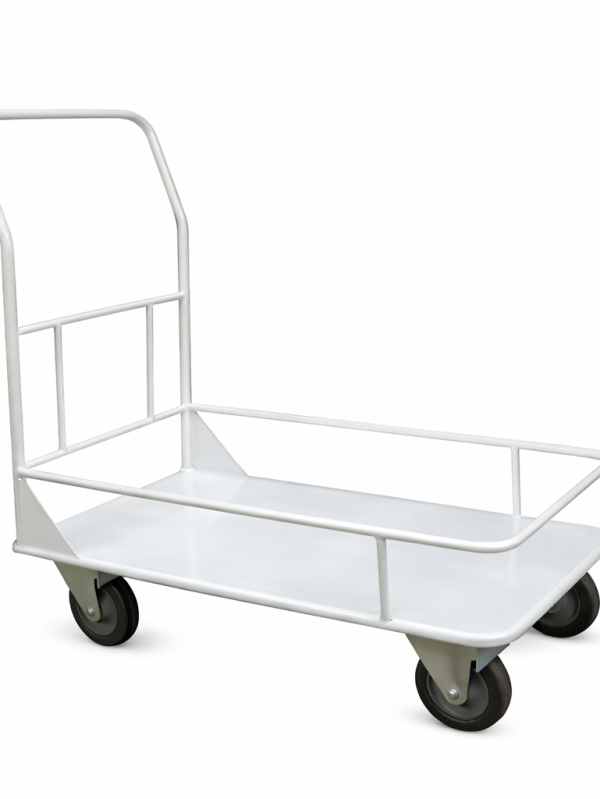 TVK metal platform transport trolley for hospitals and warehouses with swivel wheels