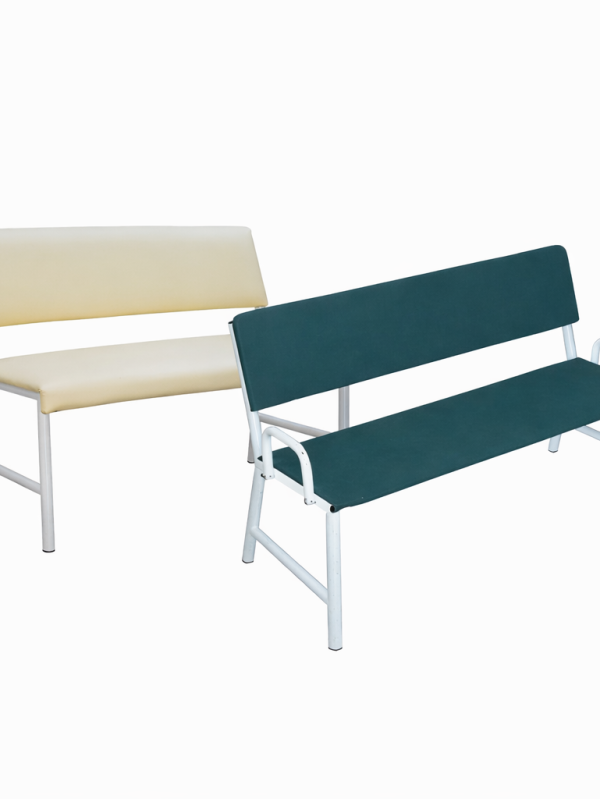 Medical waiting bench MBS-3 with upholstered seat and backrest for clinics
