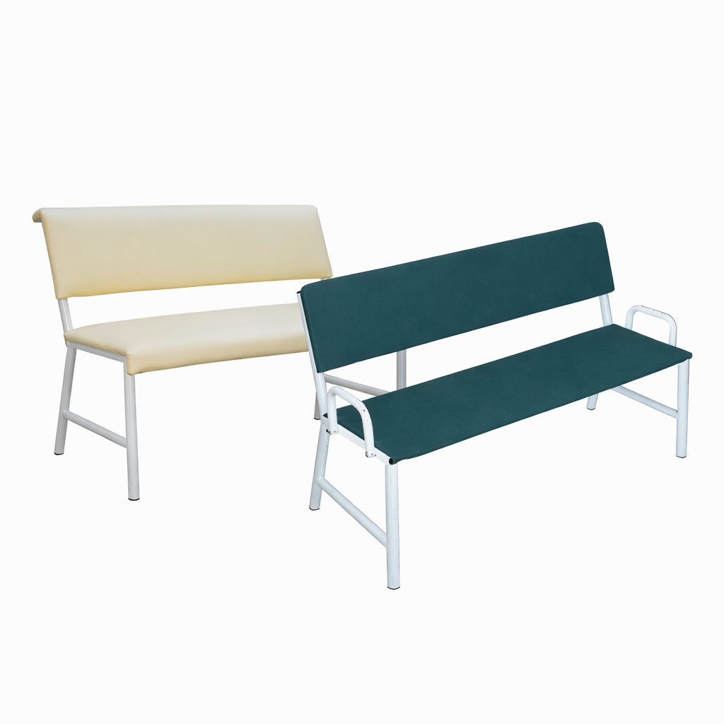 Medical waiting bench MBS-3 with upholstered seat and backrest for clinics