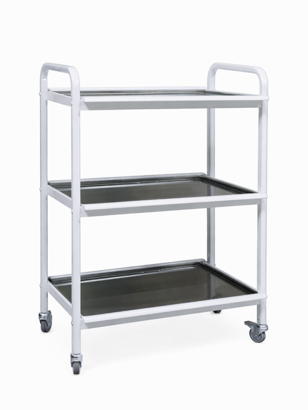 SI-3 three-tier medical instrument table mobile trolley with stainless steel shelves