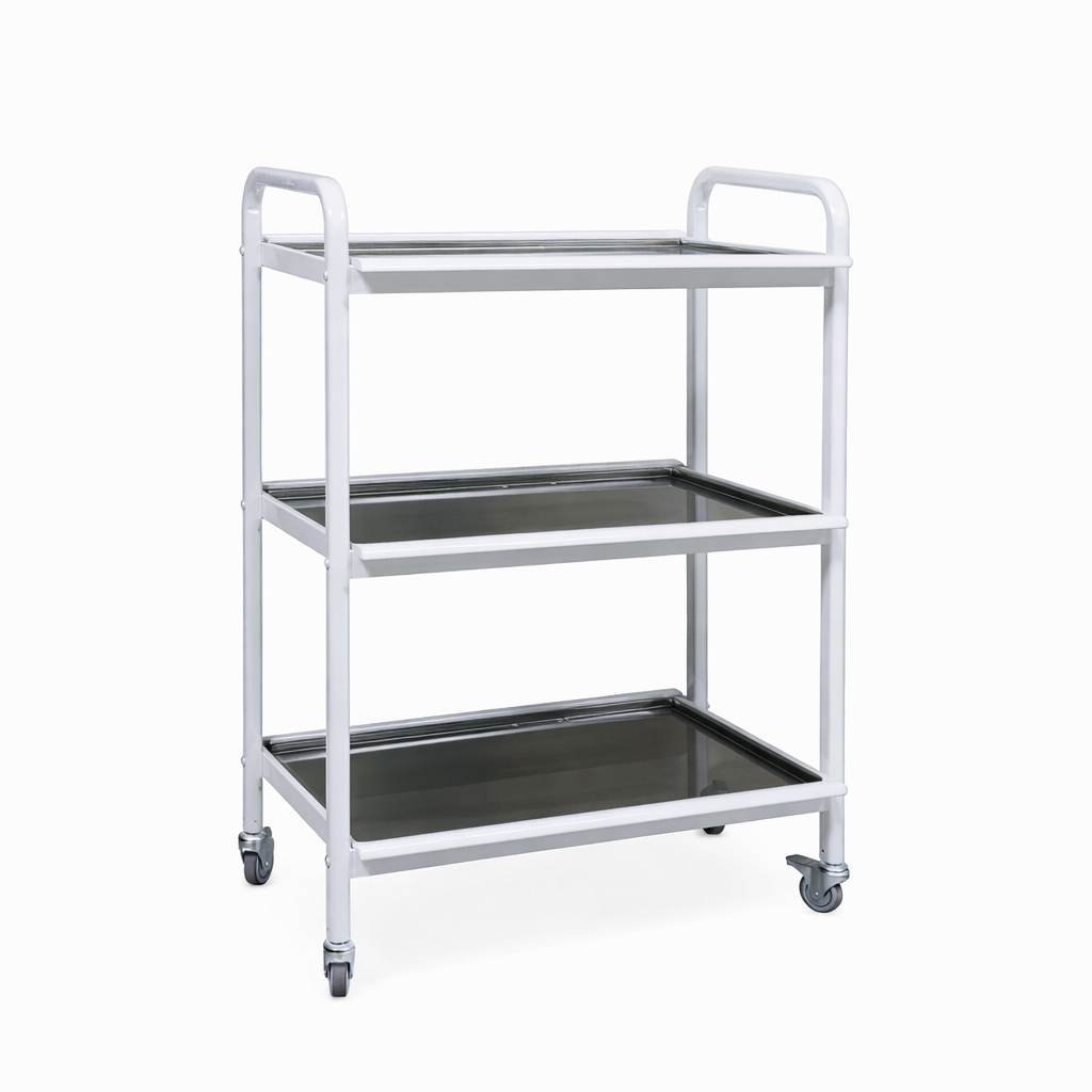 SI-3 three-tier medical instrument table mobile trolley with stainless steel shelves