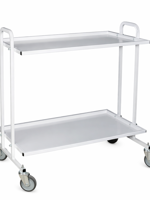 TPP two-tier food transport trolley metal medical cart with brake caster wheels
