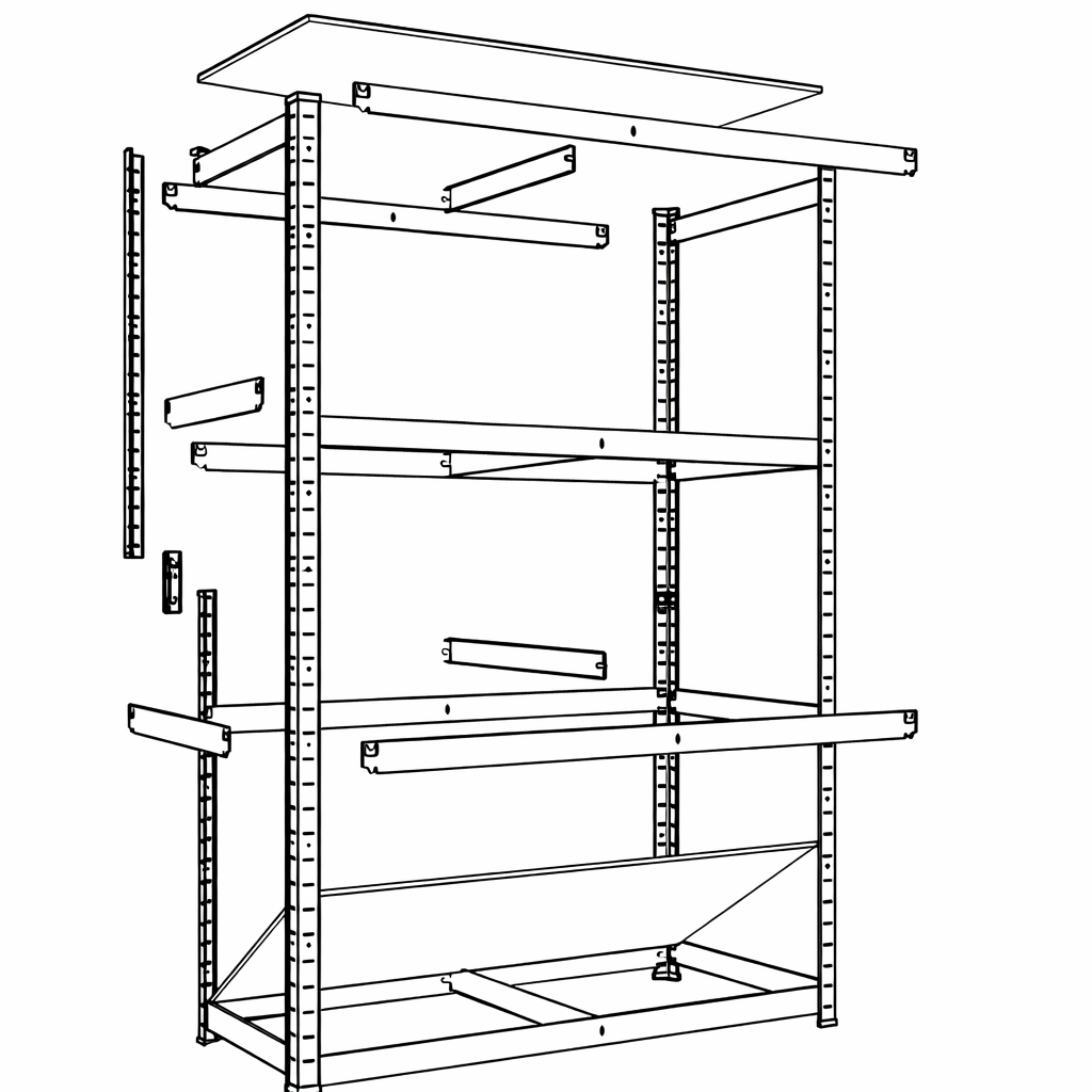 Budget metal storage rack with galvanized steel frame and adjustable shelves, AV4