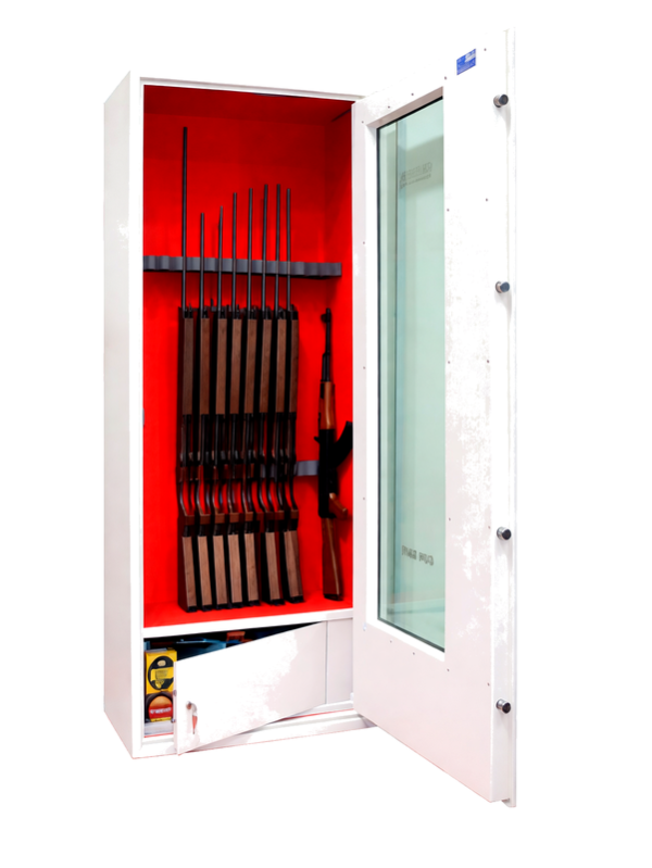 Gun storage cabinet for rifles AV4 R16 metal firearm locker